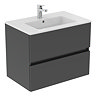 Ideal Standard Eurovit+ 70cm Wall Hung 2 Drawer Vanity Unit with Basin - Mid Grey