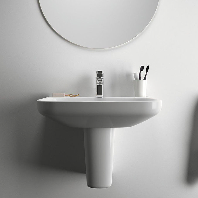 Ideal Standard i.Life A 1TH Washbasin + Semi Pedestal  In Bathroom Large Image