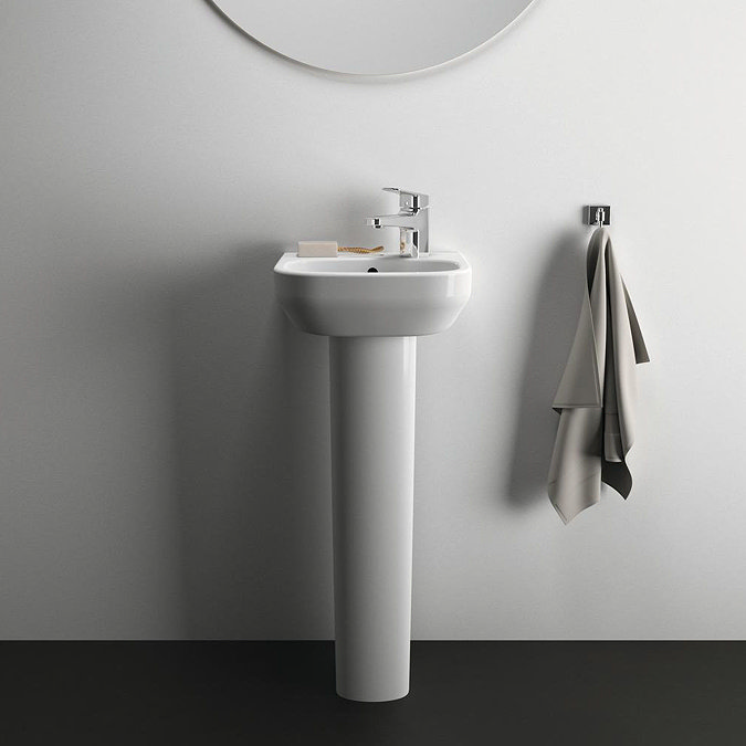 Ideal Standard i.Life A 350mm 1TH Handrinse Basin + Full Pedestal  In Bathroom Large Image