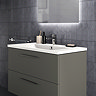 Ideal Standard i.Life B 1000mm Matt Quartz Grey 2 Drawer Wall Hung Vanity Unit with Black Handles