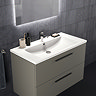 Ideal Standard i.Life B 1000mm Matt Quartz Grey 2 Drawer Wall Hung Vanity Unit with Black Handles