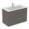 Ideal Standard i.Life B 1000mm Matt Quartz Grey 2 Drawer Wall Hung Vanity Unit with Brushed Chrome Handles