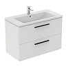 Ideal Standard i.Life B 1000mm Matt White 2 Drawer Wall Hung Vanity Unit with Black Handles