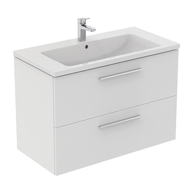 Ideal Standard i.Life B 1000mm Matt White 2 Drawer Wall Hung Vanity Unit with Brushed Chrome Handles