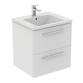 Ideal Standard i.Life B 600mm Matt White 2 Drawer Wall Hung Vanity Unit with Brushed Chrome Handles