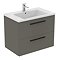 Ideal Standard i.Life B 800mm Matt Quartz Grey 2 Drawer Wall Hung Vanity Unit with Black Handles