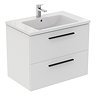 Ideal Standard i.Life B 800mm Matt White 2 Drawer Wall Hung Vanity Unit with Black Handles