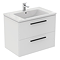 Ideal Standard i.Life B 800mm Matt White 2 Drawer Wall Hung Vanity Unit with Black Handles