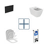 Ideal Standard i.Life B Rimless Toilet + Concealed WC Cistern with Wall Hung Frame (Black Flush Plate)