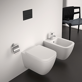Ideal Standard i.Life B Rimless Toilet + Concealed WC Cistern with Wall Hung Frame (Black Flush Plate)