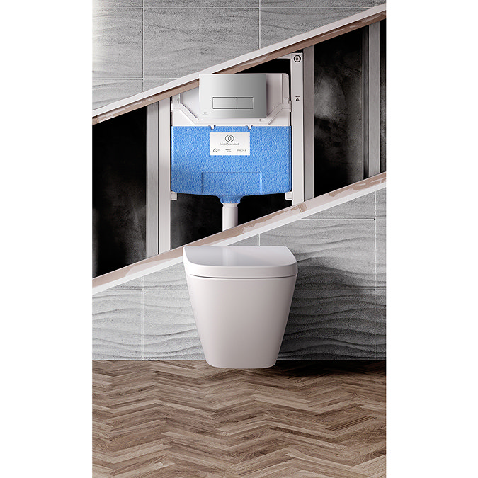 Ideal Standard i.Life B Rimless Toilet + Concealed WC Cistern with Wall Hung Frame (Chrome Flush Plate)