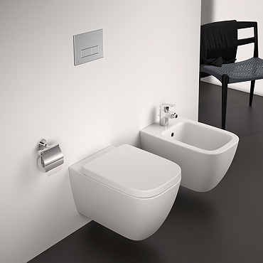 Ideal Standard i.Life B Rimless Toilet + Concealed WC Cistern with Wall Hung Frame (Chrome Flush Plate)