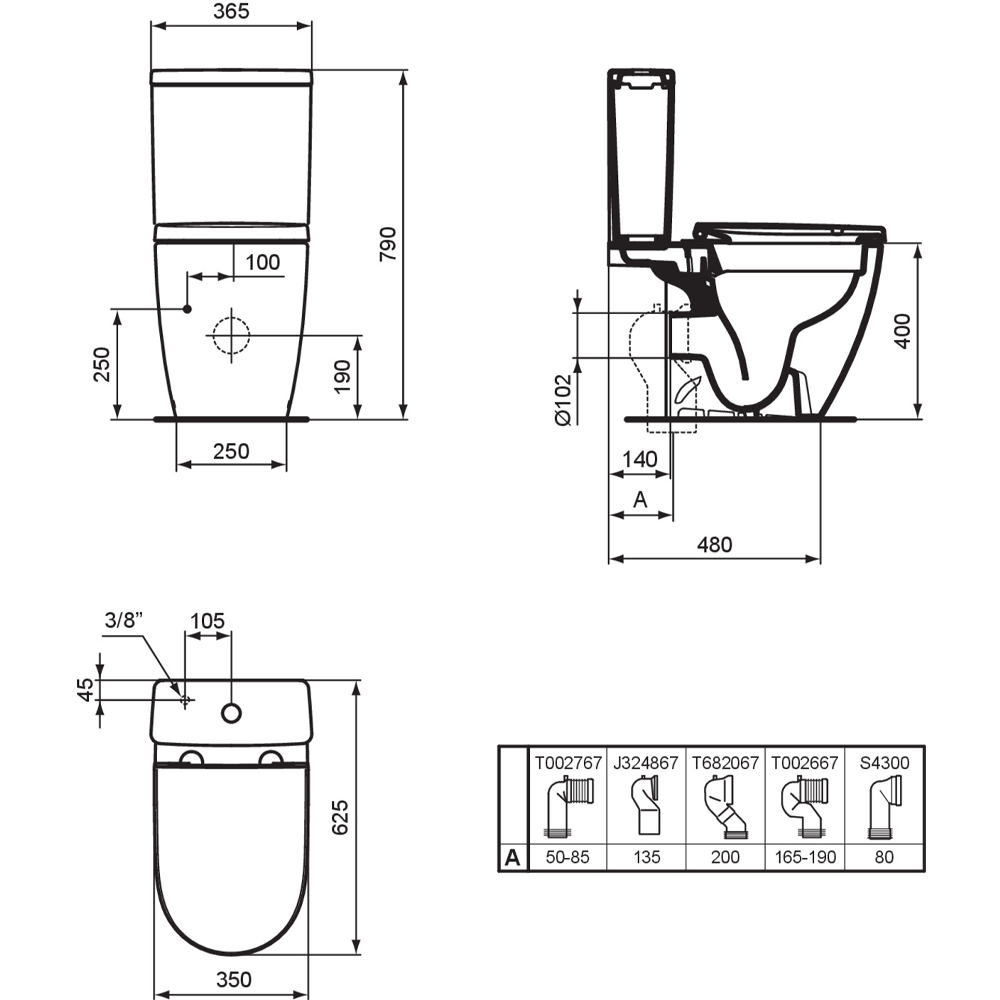 Ideal Standard i.life O 4/2.6 Litre Close Coupled Toilet + Quick Release Seat