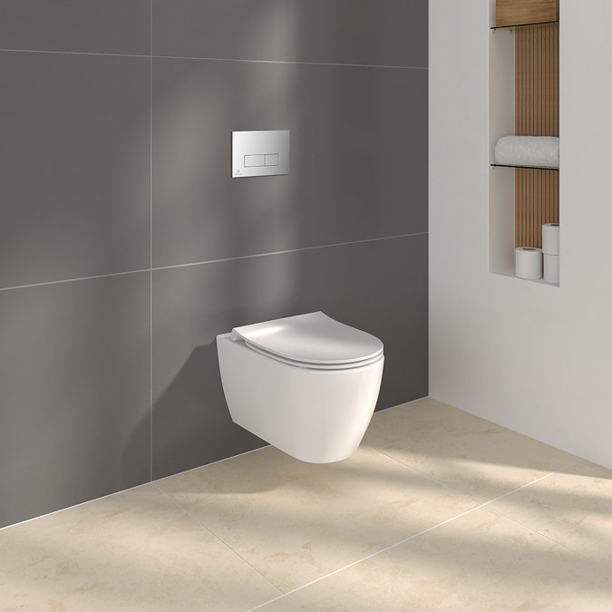 Ideal Standard i.life O HydroTwist Toilet + Concealed WC Cistern with Wall Hung Frame (Chrome Flush Plate)
