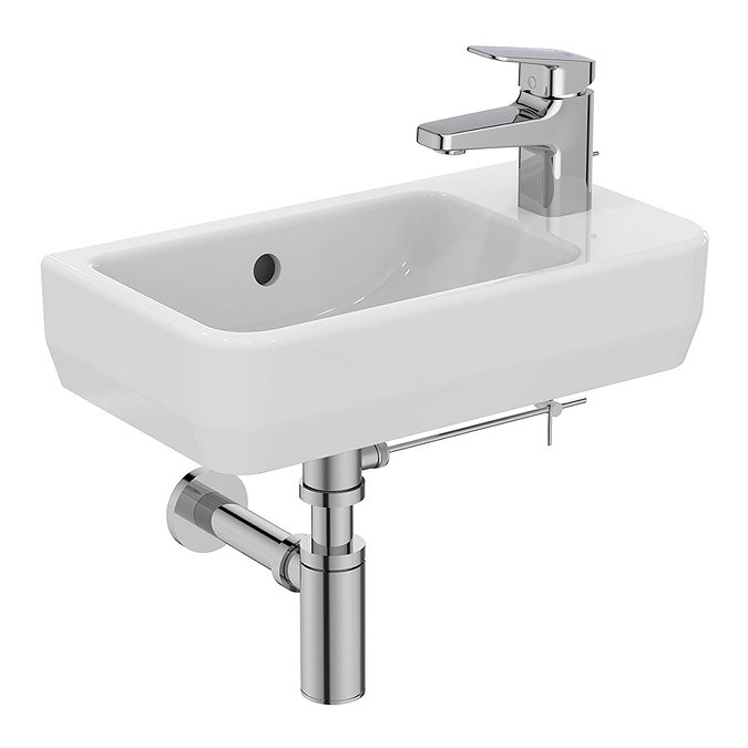 Ideal Standard i.Life S 450mm Wall Hung Right Hand 1TH Washbasin + Chrome Bottle Trap Large Image