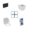 Ideal Standard i.Life S Compact Rimless Toilet + Concealed WC Cistern with Wall Hung Frame (Black Flush Plate)