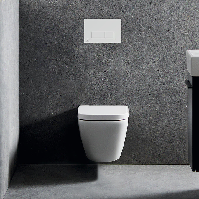 Ideal Standard i.Life S Compact Rimless Toilet + Concealed WC Cistern with Wall Hung Frame (Chrome Flush Plate)