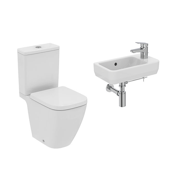 Ideal Standard i.Life S Rimless Toilet + 450mm Wall Hung Basin with Bottle Trap