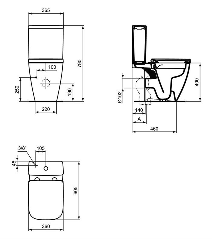 Ideal Standard i.Life S Rimless Toilet + 600mm Full Pedestal Basin