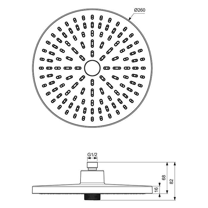 Ideal Standard Idealrain Alu+ 260mm Round Eco Two Function Overhead Shower - Chrome