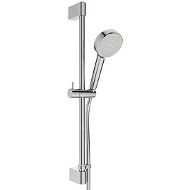 Angled-front view of the Ideal Standard Idealrain Shower Kit with 600mm Rail pictured on a white background.