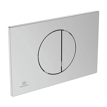 Front-facing view of the Ideal Standard Oleas M3 Chrome Mechanical Dual Flush Plate pictured on a white background.