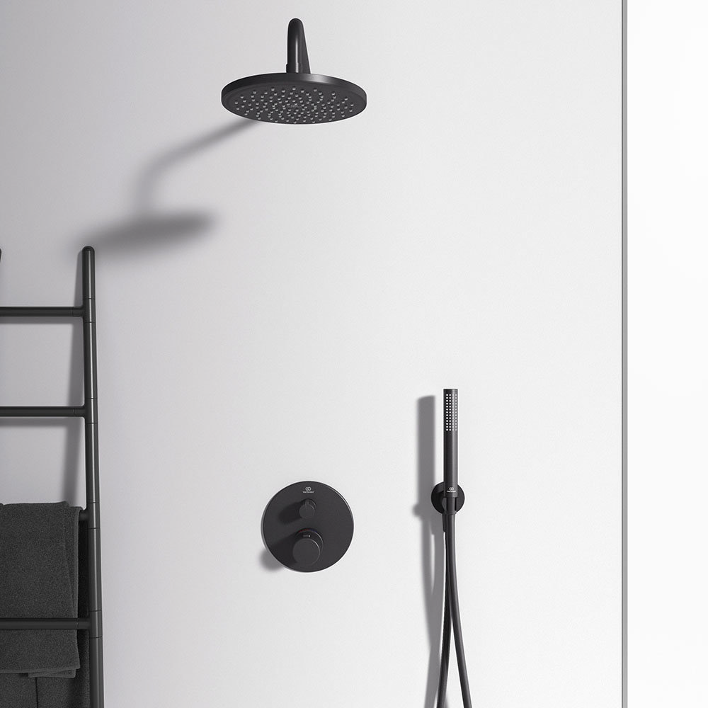 Ideal Standard Silk Black Ceratherm T100 Built-In Thermostatic 1 Outlet Shower Mixer  Feature Large 
