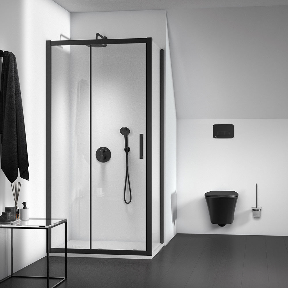 Ideal Standard Silk Black Ceratherm T100 Built-In Thermostatic 2 Outlet Bath Shower Mixer  Standard 