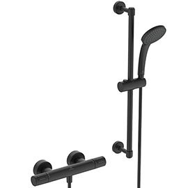 Ideal Standard Silk Black Ceratherm T25 Exposed Thermostatic Shower System - A7569XG Medium Image