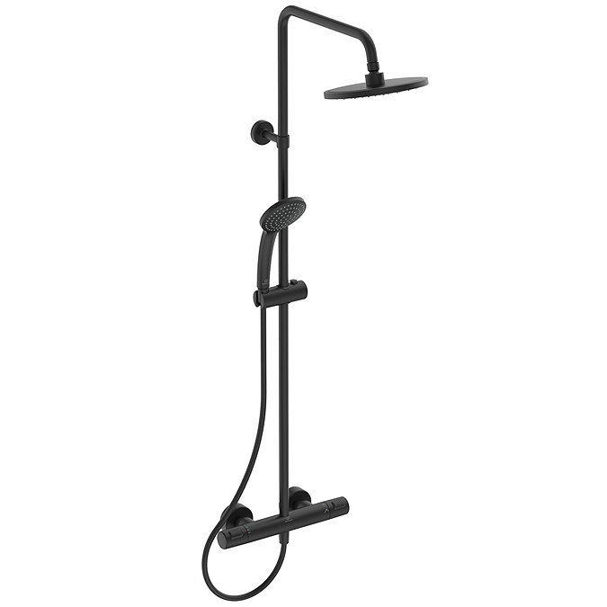 Ideal Standard Silk Black Ceratherm T25 Exposed Thermostatic Shower System Large Image