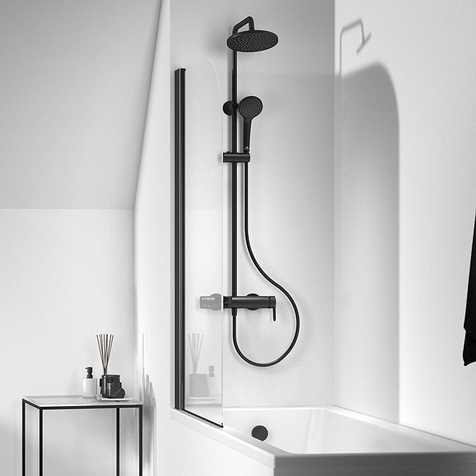 Ideal Standard Silk Black Connect 2 Radius Bath Screen - T9924V3  Profile Large Image