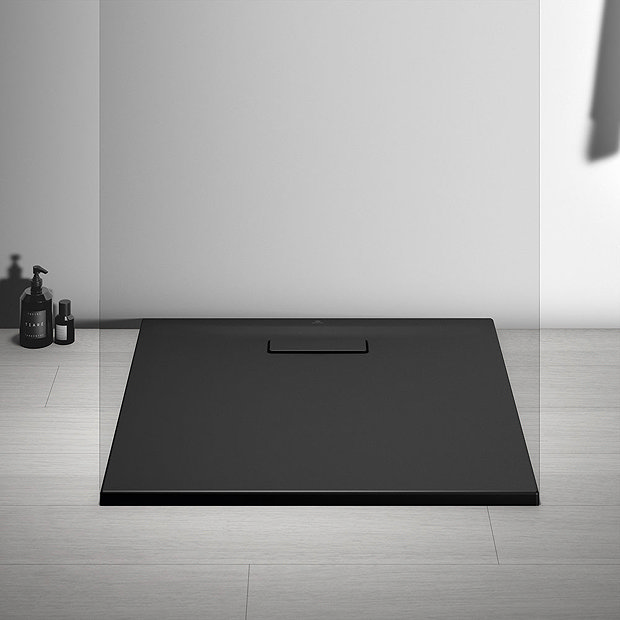 Ideal Standard Silk Black Ultraflat New Square Shower Tray + Waste  Standard Large Image