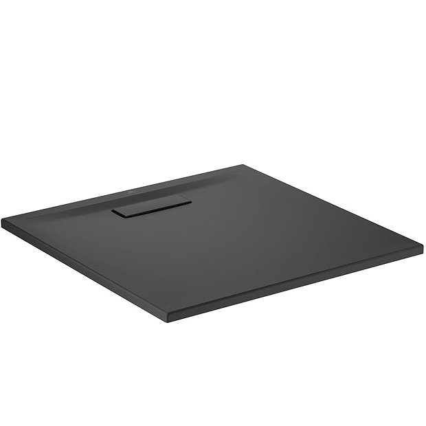 Ideal Standard Silk Black Ultraflat New Square Shower Tray + Waste Large Image