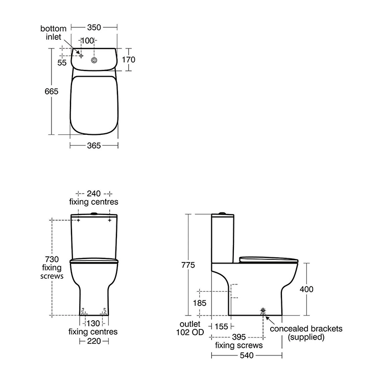 Ideal Standard Studio Echo Close Coupled Toilet + Seat