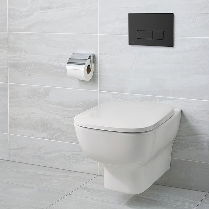 Ideal Standard Studio Echo Toilet + Concealed WC Cistern with Wall Hung Frame (Black Flush Plate) La