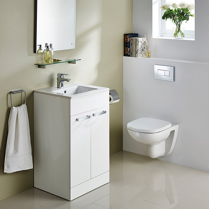 Ideal Standard Tempo 500mm Gloss White Vanity Unit - Floor Standing 2 Door Unit  Feature Large Image