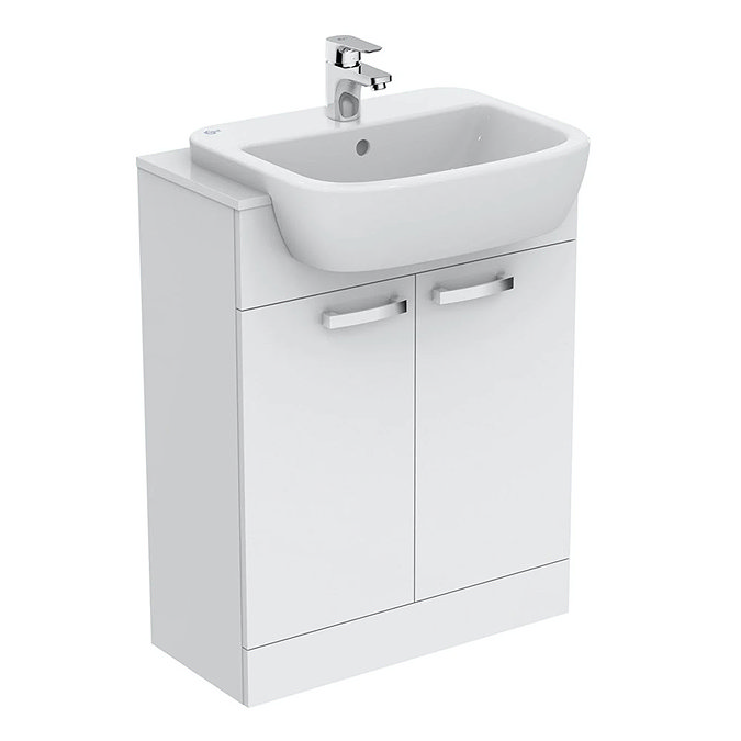 Ideal Standard Tempo 650mm Gloss White Vanity Unit - Floor Standing 2 Door Unit Large Image