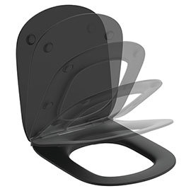 Ideal Standard Tesi Silk Black Soft Close Thin Toilet Seat & Cover Medium Image