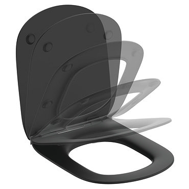 Ideal Standard Tesi Silk Black Soft Close Thin Toilet Seat & Cover  Profile Large Image