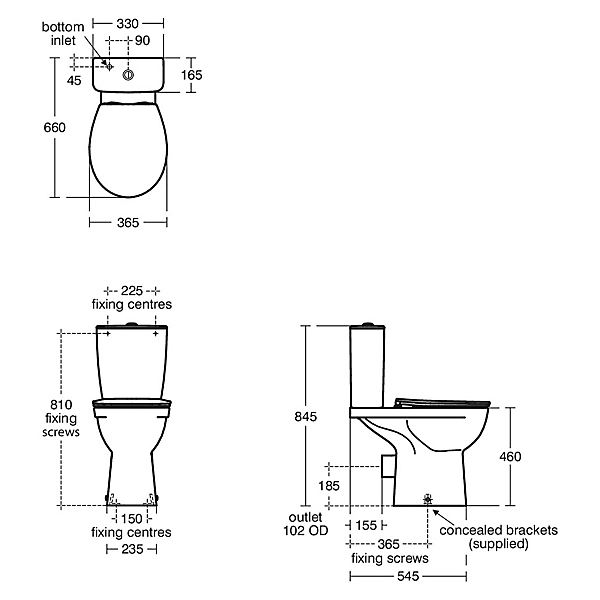 Ideal Standard Tirso Close Coupled Comfort Height Toilet with Soft Close Seat