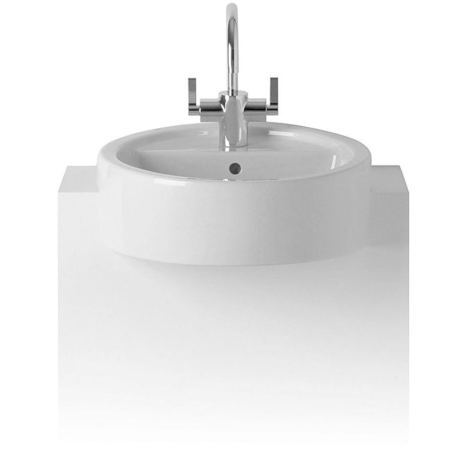 Ideal Standard White Round 45cm 1TH Semi-Countertop Washbasin  Profile Large Image