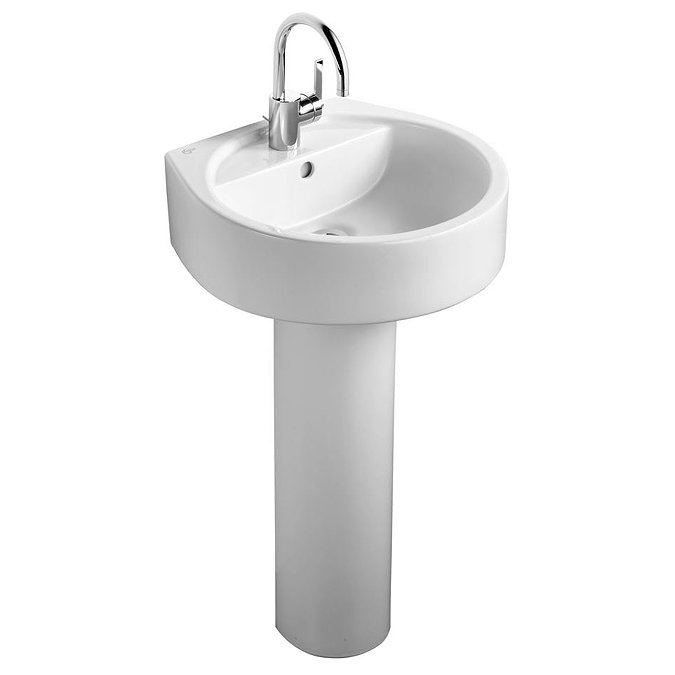 Ideal Standard White Round 50cm 1TH Basin & Pedestal Large Image