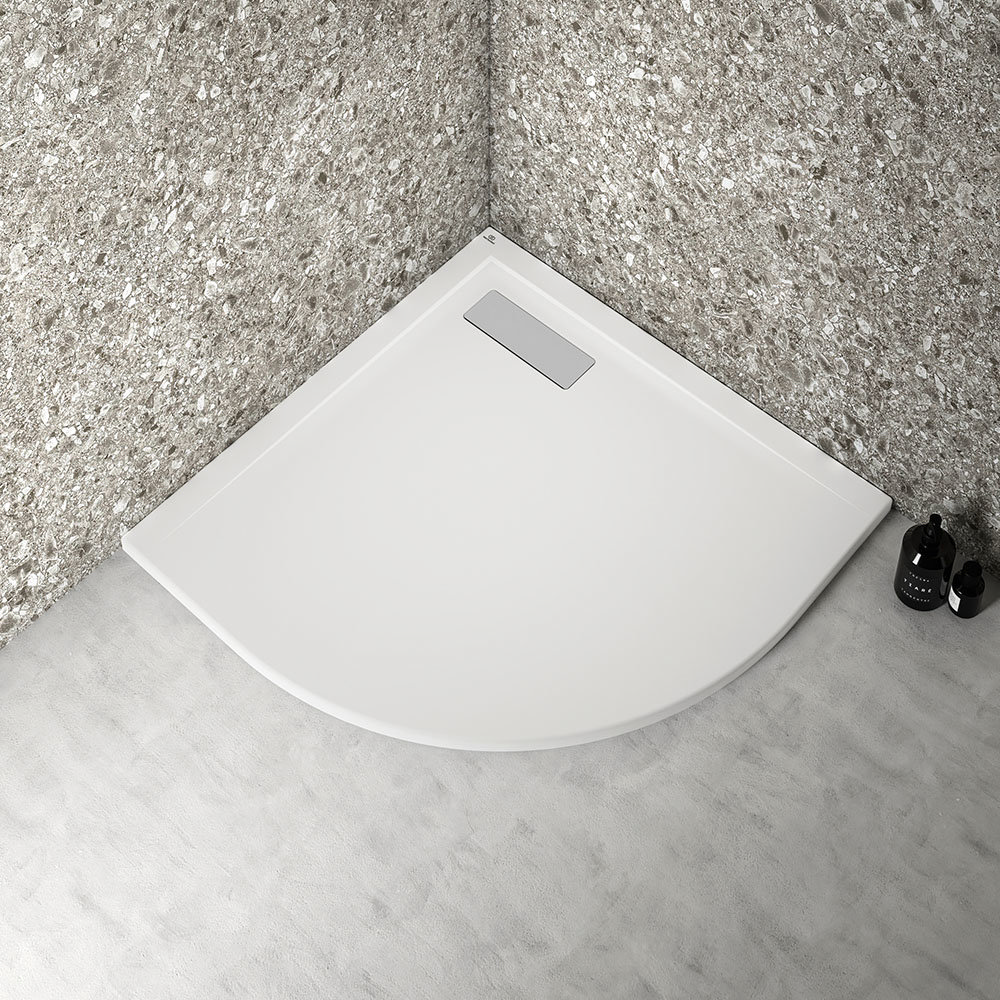 Ideal Standard White Ultraflat New Quadrant Shower Tray + Waste Feature Large Image