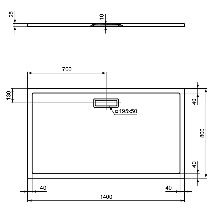1400 x 800mm