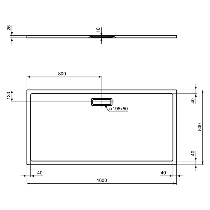 1600 x 800mm