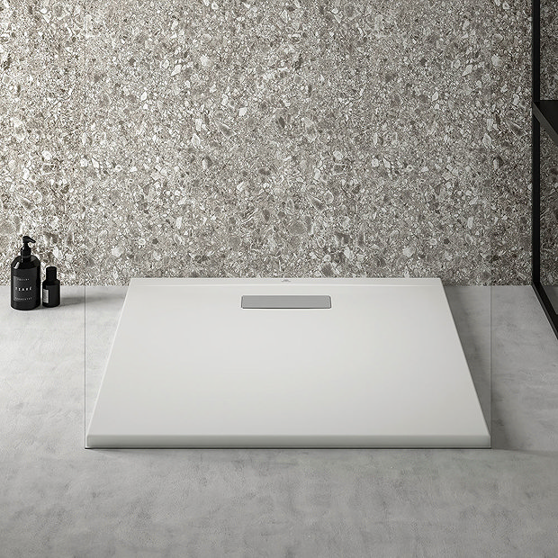 Ideal Standard White Ultraflat New Square Shower Tray + Waste  Standard Large Image