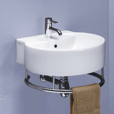Impala Wall Hung 1TH Basin with Towel Rail and Bottle Trap Large Image