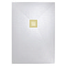 Imperia 1000 x 700mm White Slate Effect Rectangular Shower Tray + Brushed Brass Waste