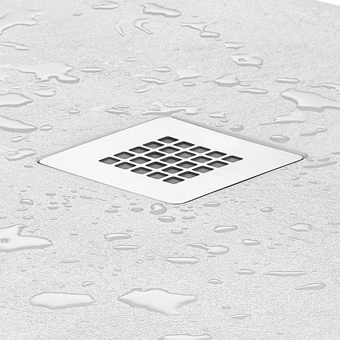 Imperia 1000 x 700mm White Slate Effect Rectangular Shower Tray + Chrome Waste