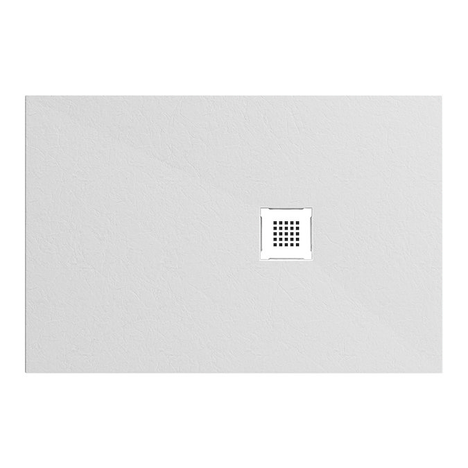 Imperia 1000 x 700mm White Slate Effect Rectangular Shower Tray + White Waste